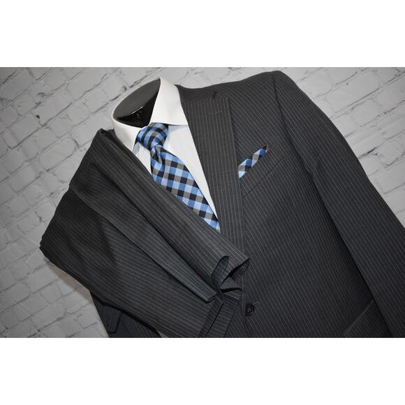 Tommy Hilfiger Suit 2 Piece 2 Button Jacket Mens Size 40 Wool Blue Pants 36 x 30 - Picture 1 of 13